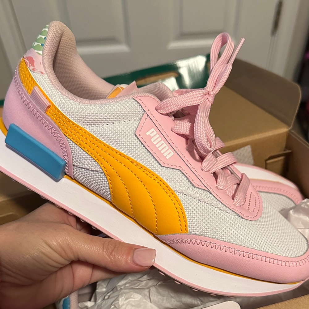 Puma Women's Pink and Yellow Sneakers